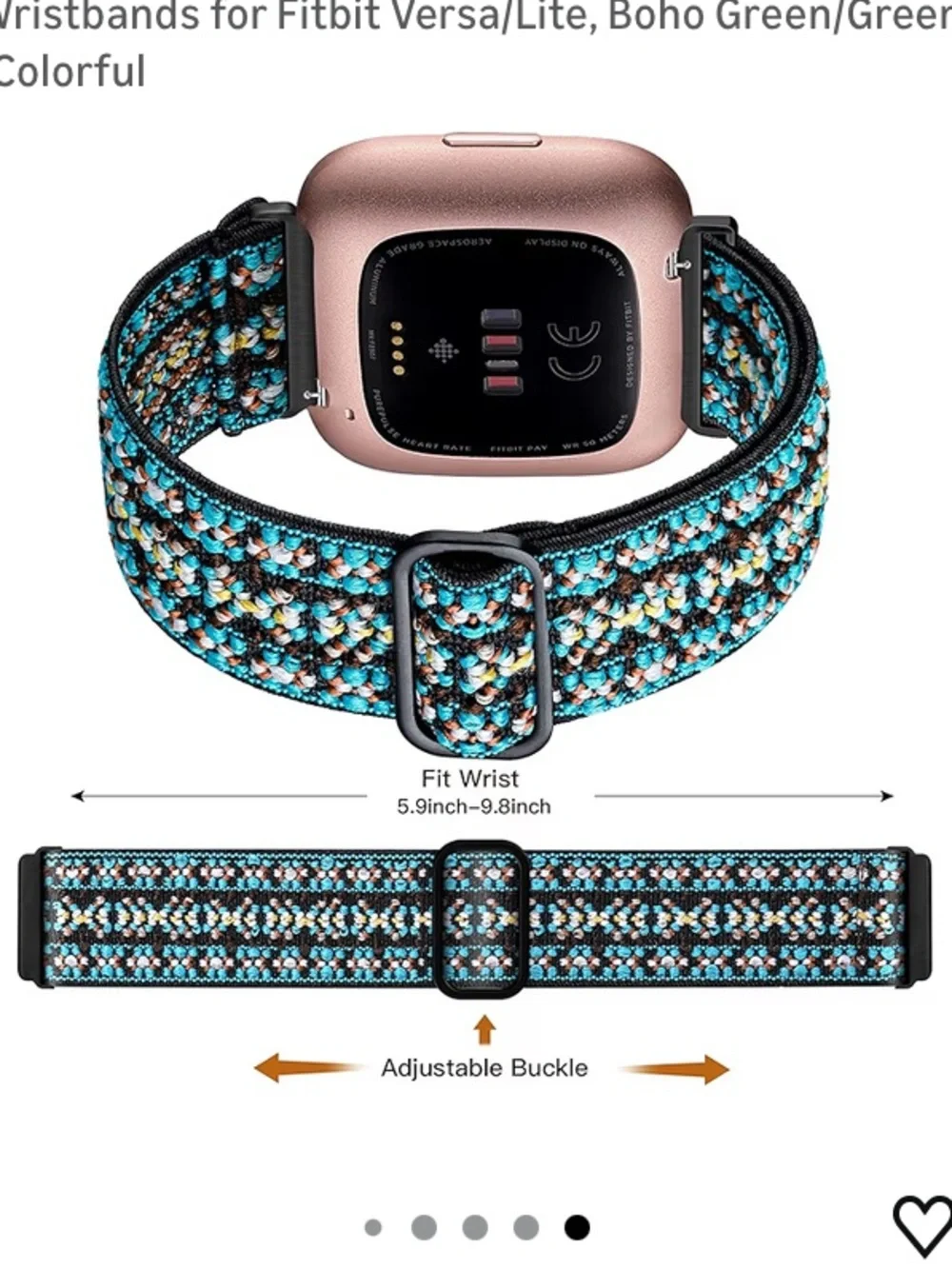 Set of 3 Patterned Woven Watch Bands - Teal, Pink, Multicolor- For Fitbit Versa2
